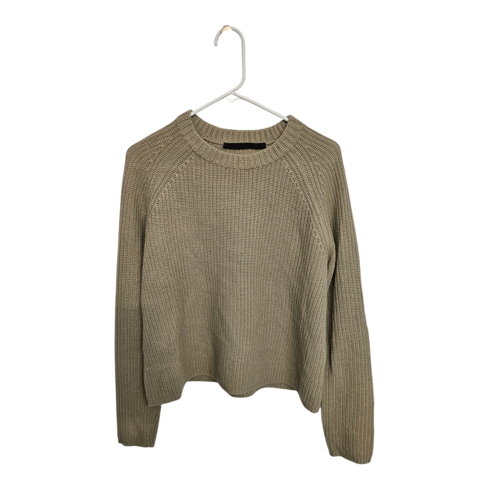 Jenni Kayne Size Medium 100% Cashmere Tan Knit Fisherman Pullover Sweater